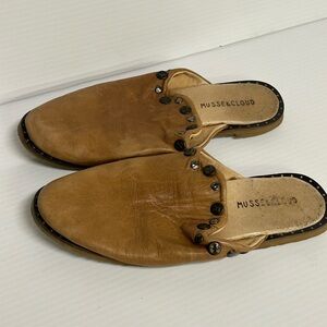 Musse & Cloud Brown Leather Studded Flats Size 8